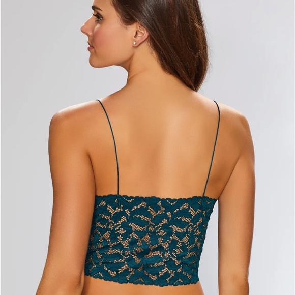 INTIMATELY by FREE PEOPLE NWOT Lace Brami Cropped Bralette in Dark Forest Green - Picture 2 of 8